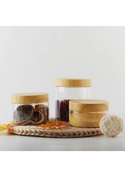 D Stili Mühürlü Mason Şeker Kavanoz Baharatlar Plastik Bambu Kapaklı Konteyner Cam Kapaklı Çerez Mutfak Şeker Fındık Depolama (Yurt Dışından) fırsatları