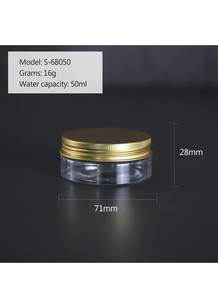 Şeffaf Stil 100ML 50MLMLMLMLML Plastik Kapaklı Kavanoz Vidalı Demir Şeffaf Konteyner Boş Kozmetik Krem Toz Kavanoz Vanity Box (Yurt Dışından)