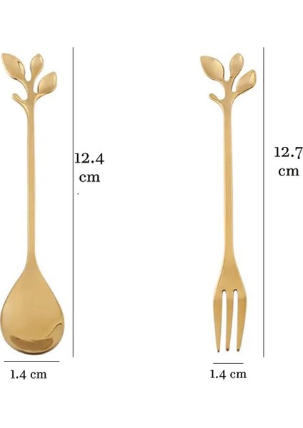Altın Kaşık Stili Yaprak Kahve Kaşığı Çatal Paslanmaz Çelik Altın Yaratıcı Sofra Takımı Tatlı Kek Dondurma Karıştırma Kaşığı Kek Şeker Kaşığı Çatal (Yurt Dışından) fırsatları