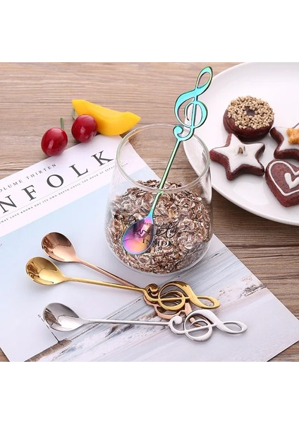 Mavi Stil Kahve Kaşığı Çay Tatlı Espresso Nota Paslanmaz Çelik Uzun Sap Siyah Altın Kaşık Tatlı Kaşığı Sofra 1 Adet (Yurt Dışından)