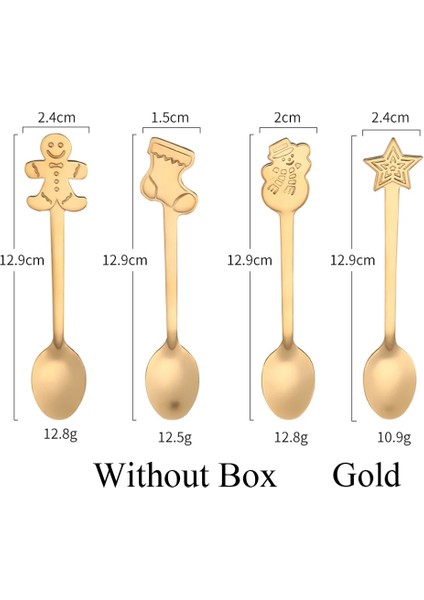 Gri Tarzı Paslanmaz Çelik Kaşık Seti Noel Kahve Kaşığı Dondurma Çorbası Şeker Tatlı Çay Kaşığı Karıştırma Karıştırıcı Mutfak Sofra Takımı (Yurt Dışından)