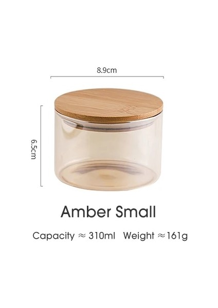 Amber-Küçük Tarzı Cam Mühürlü Depolama Şişe Kavanoz Aperatifler Kurutulmuş Meyve Kutuları Bor Düz Silindir Cam Çay Ev Mutfak Ahşap Kapak (Yurt Dışından)