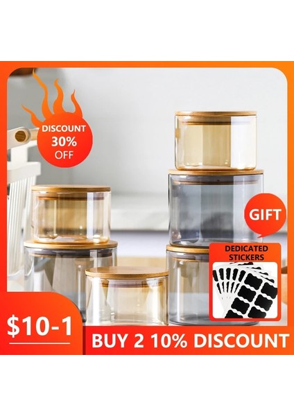 Amber-Küçük Tarzı Cam Mühürlü Depolama Şişe Kavanoz Aperatifler Kurutulmuş Meyve Kutuları Bor Düz Silindir Cam Çay Ev Mutfak Ahşap Kapak (Yurt Dışından) fiyatları