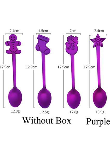 Mor Tarzı Paslanmaz Çelik Kaşık Seti Noel Kahve Kaşığı Dondurma Çorbası Şeker Tatlı Çay Kaşığı Karıştırma Karıştırıcı Mutfak Sofra Takımı (Yurt Dışından)