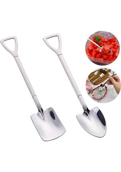 2 Adet Oval Şekil Stili Pc Çay Kaşığı Kahve Kaşığı Sofra Çatal Seti Paslanmaz Çelik Dondurma Çöl Kek Kaşığı Yemek Takımı Mutfak Aletleri Için (Yurt Dışından)