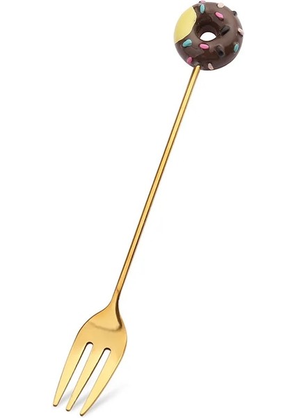 Çörek Çatalı-Siyah Stili Paslanmaz Çelik Donut Şeker Kaşığı Çatal Mutfak Sofra Süt Kahve Karıştırma Kaşık Tatlı Kek Araçları Çatal Kaşık Seti (Yurt Dışından)