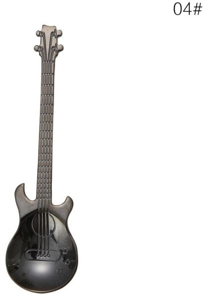 No.4 Tarzı Gitar Şekli Kahve Kaşığı Paslanmaz Çelik Kahve Kaşığı Oluşturun Gül Altın Siyah Çatal Kaşığı Çay Kaşığı Kahve Aksesuarları Çay Kaşığı (Yurt Dışından)