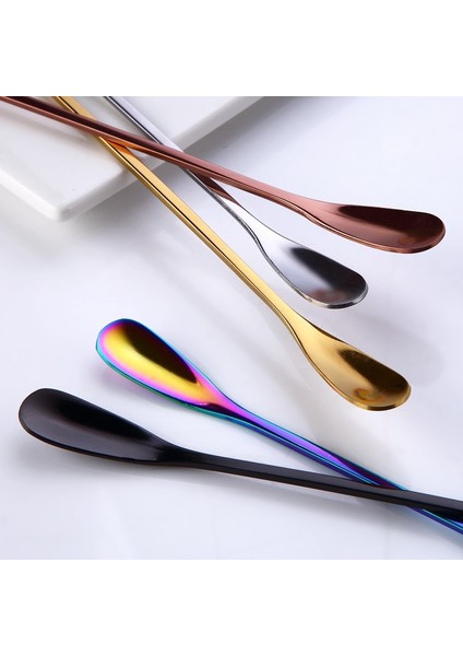 Gümüş Uzun Stil 1 Adet Paslanmaz Çelik Kahve Kaşığı Uzun Saplı Renkli Kahve Kaşığı Tatlı Çay Kaşığı Sofra Mutfak Gereçleri Araçları (Yurt Dışından) indirimleri