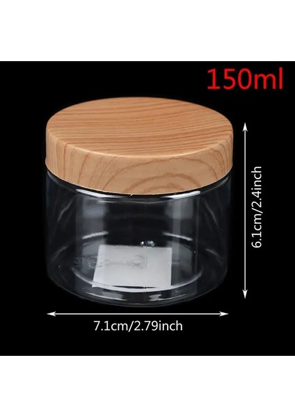 150ML Tarzı Yeni 80ML L Şeffaf Plastik Şişe Ahşap Kapaklı Mühürlü Kavanozlar Konteyner Mutfak Gıda Saklama Kavanozları Nem Geçirmez (Yurt Dışından)
