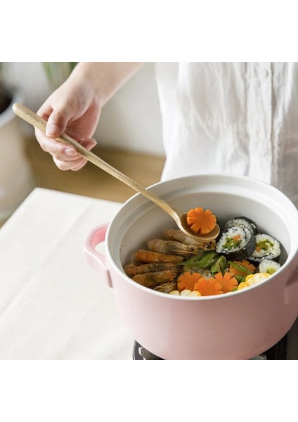 16CM Type2 Stili 1 Adet Masif Ahşap Uzun Saplı Tahta Kaşık Kore Sos Karıştırma Kaşığı Japon Yuvarlak Ağız Anti-Haşlanma Güveç Karıştırma Kaşığı (Yurt Dışından)