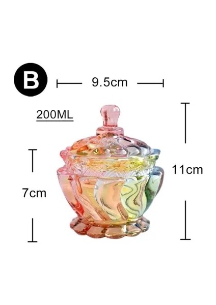 B Tarzı Avrupa Tarzı Depolama Tankı Renkli Cam Şeker Kavanozu Reçel Aperatif Teneke Kutu Küçük Enkaz Depolama Kavanozu (Yurt Dışından)