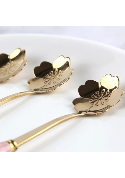 No.8 Stili 12 cm Paslanmaz Çelik Mini Sakura Gül Çiçek Kaşık Kahve Çay Tatlı Içecek Karıştırma Milkshake Kaşık Sofra Mutfak Tedarik (Yurt Dışından)