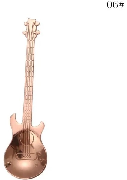 No.6 Tarzı Gitar Şekli Kahve Kaşığı Paslanmaz Çelik Kahve Kaşığı Oluşturun Gül Altın Siyah Çatal Kaşığı Çay Kaşığı Kahve Aksesuarları Çay Kaşığı (Yurt Dışından)