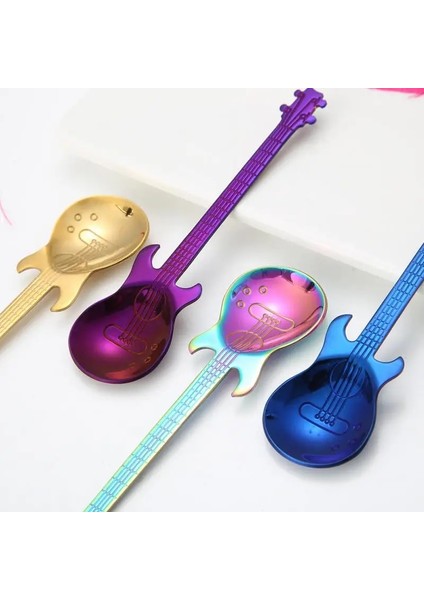 No.6 Tarzı Gitar Şekli Kahve Kaşığı Paslanmaz Çelik Kahve Kaşığı Oluşturun Gül Altın Siyah Çatal Kaşığı Çay Kaşığı Kahve Aksesuarları Çay Kaşığı (Yurt Dışından) indirimleri