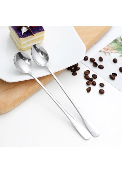 Keskin Kafa Stili Sıcak Paslanmaz Çelik Uzun Saplı Kaşık Yaratıcı Kore Çay Kahve Dondurma Çay Kaşığı Sofra Takımı Mutfak, Yemek ve Bar Ev Bahçe (Yurt Dışından) fırsatları
