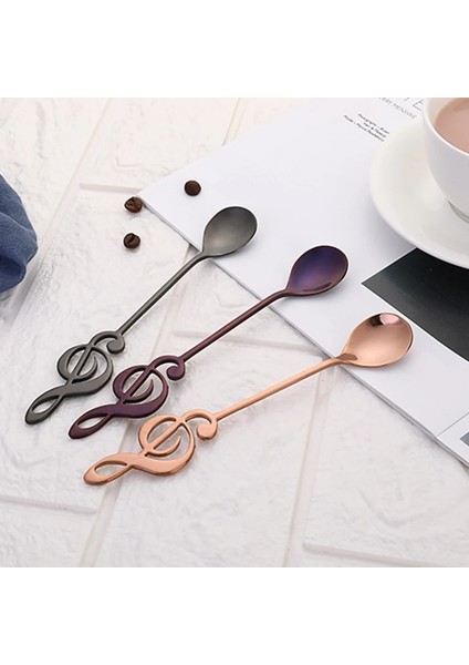 Renkli Stil 1 Adet Ev Paslanmaz Çelik Kahve Çay Kaşığı Müzik Sembolü Uzun Saplı Yaratıcı Kaşık Içme Mutfak Gadget Sofra Takımı Sofra (Yurt Dışından)