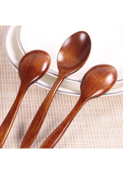 1 Adet 18CM Tarzı Yüksek Li Doğal Tahta Kaşık Bambu Mutfak Yemek Yemek Çorbası Çay Bal Kahve Gereçleri Araçları Çorba-Çay Kaşığı Sofra Takımı (Yurt Dışından)