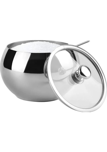 M Tarzı Mom's El Mutfak Baharat Kutusu Paslanmaz Çelik Büyük Cam Şeffaf Kapaklı ve Kaşıklı Şekerlik (Yurt Dışından) fiyatları