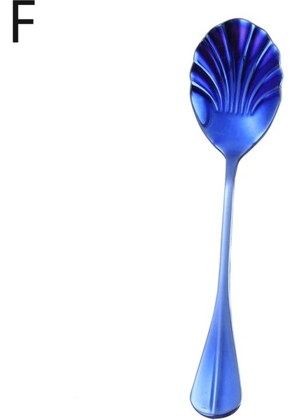 F Stili Yaratıcı Kabuk Şekli Paslanmaz Çelik Kaşık Çay Kaşığı Kahve Kaşığı Dondurma Şeker Tatlı Kaşığı Sofra Takımı Mutfak Aksesuarları (Yurt Dışından)