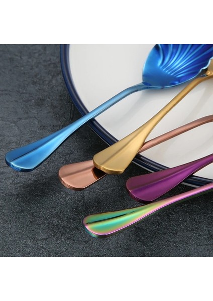 F Stili Yaratıcı Kabuk Şekli Paslanmaz Çelik Kaşık Çay Kaşığı Kahve Kaşığı Dondurma Şeker Tatlı Kaşığı Sofra Takımı Mutfak Aksesuarları (Yurt Dışından) modelleri