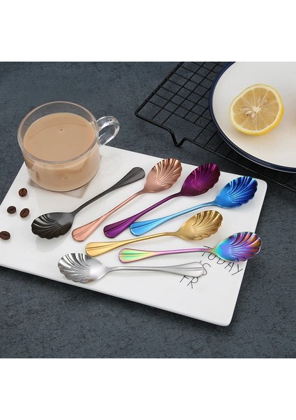 F Stili Yaratıcı Kabuk Şekli Paslanmaz Çelik Kaşık Çay Kaşığı Kahve Kaşığı Dondurma Şeker Tatlı Kaşığı Sofra Takımı Mutfak Aksesuarları (Yurt Dışından) indirimleri