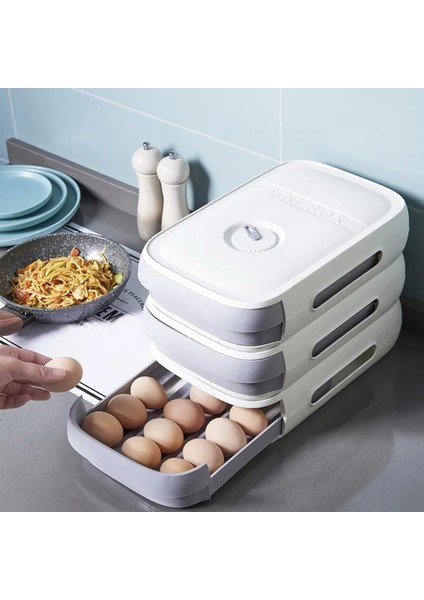 Beyaz Stil 30X21X7.8CM Buzdolabı Yumurta Tutucu Organizatör Kutusu Gıda Kabı Uygun Yumurta Saklama Kutuları Dayanıklı Çekmece Kutusu Kasa Mutfak Ürünü (Yurt Dışından)