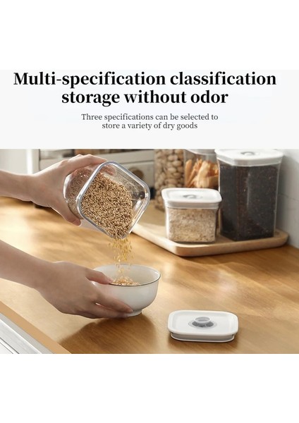 1500ML Stili Mutfak Gıda Saklama Kutusu Konteyner Seti Organizatör Kare Vakum Kapak Hava Geçirmez Kavanozlar Kiler Erişte Bakliyat Hububat Pirinç Makarna (Yurt Dışından) fırsatları