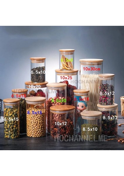 S8 6.5X28CM Stili Bambu Örtü Kapaklı Cam Kavanoz Kurabiye Mutfak Saklama Kavanozları ve Kapaklı Mason Şeker Baharatlar Cam Konteyner Çeşniler Organizatör (Yurt Dışından) fiyatları