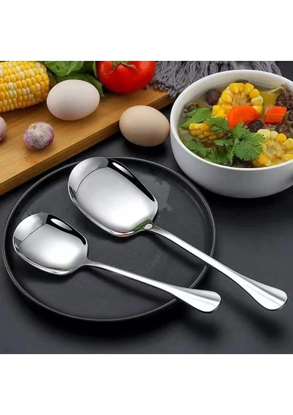 Büyük Kare Kaşık Stili Mutfak Yemek Tabağı Halk Kaşığı Çorba Restoran Büyük Paslanmaz Çelik Dağıtım Kaşığı Büfe Servis Kaşığı (Yurt Dışından) indirimleri
