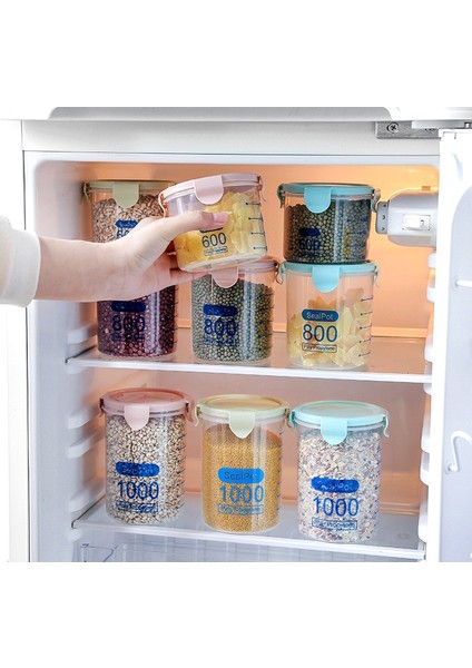 PEMBE-600ML Tarzı Üç Renk ml Mutfak Saklama Kutusu Sızdırmazlık Gıda Saklama Kabı Koruma Plastik Taze Pot Konteyner (Yurt Dışından)