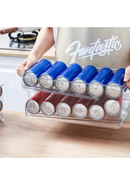 No.5 Tarzı 2-Tier Rolling Şeffaf Buzdolabı Organizatör Kovaları Soda Olabilir Içecek Şişe Tutucu Buzdolabı Mutfak Depolama Raf Konteyner (Yurt Dışından) indirimleri