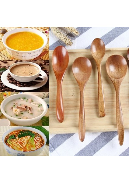 No.5 Tarzı Doğal Tahta Kaşık Uzun Saplı Yuvarlak Kaşık Çorba Pişirme Için Karıştırma Karıştırma Ev Sofra Yemek Takımı Gereçler Mutfak Aksesuarı (Yurt Dışından)