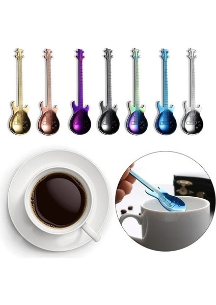Gümüş Tarzı Rainbow Gitar Paslanmaz Çelik Kaşık Kahve ve Çay Kaşığı Sofra Takımı Içme Aletleri (Yurt Dışından) modelleri