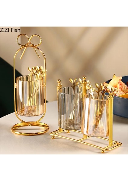 E1--6 Adet Tarzı Paslanmaz Çelik Cam Depolama Tankı Paslanmaz Çelik Meyve Çatal Seti Modern Ev Mutfak Meyve Çatal Depolama Aracı Chopstick Dinlenme (Yurt Dışından) fiyatları