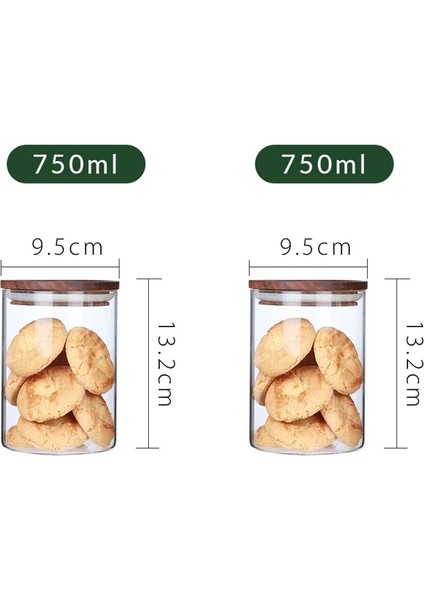 750ML 2 Adet Stil Ahşap Kapaklı Depolama Tankı Gıda Kabı Cam Hava Geçirmez Teneke Kutu Mutfak Saklama Şişeleri Kavanoz Mühürlü Gıda Konteyner Çay Kahve Çekirdekleri (Yurt Dışından)