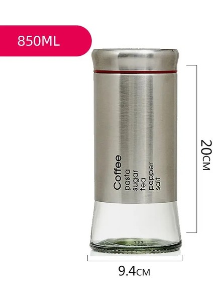 Gümüş 1 Adet 850ML Tarzı Cam Mühürlü Çay Tenekeleri, Ev Büyük Saklama Kutuları, Gıda Kurutulmuş Meyve Saklama Kavanozları, Mutfak Gereçleri Gıda Konteyner Seti (Yurt Dışından)