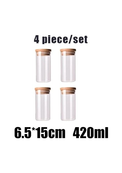 4pcsy4 Stili Mutfak Gıda Depolama Şeffaf Cam Kavanoz Bambu Kapaklı Mühürlü Kutular Şişe Kavanozları Şeker Kutusu Mutfak Saklama Kutusu (Yurt Dışından)
