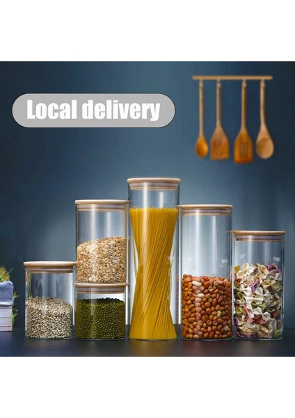 4pcsy4 Stili Mutfak Gıda Depolama Şeffaf Cam Kavanoz Bambu Kapaklı Mühürlü Kutular Şişe Kavanozları Şeker Kutusu Mutfak Saklama Kutusu (Yurt Dışından) fırsatları