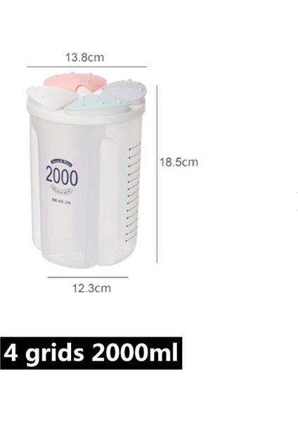 4 Izgara 2000ML Stili Mutfak Saklama Kutusu Gıda Pirinç Tahıl Saklama Kutusu Mutfak Gereçleri Neme Dayanıklı Mühürlü Kavanoz Şeffaf Saklama Kutusu (Yurt Dışından)