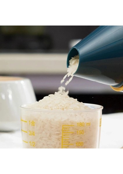 1.5l Beyaz Stil Taşınabilir Tahıl Kovası Ölçme Fincan Depolama Tankı Pirinç Dispenseri Mağaza Saklama Kutusu Mutfak Kapağı Gıdalar Pirinç Organizatör (Yurt Dışından) fırsatları