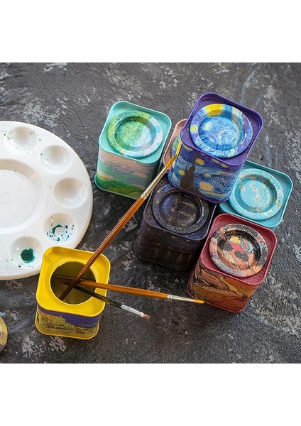 No.3 Tarzı 5.6x5.6x6.6cm Mini Çay Teneke Depolama Metal Kutu Küçük Demir Pot Için Mühürlü Pot Kahve Çay Şeker Saklama Kutusu Van Gogh Boyama Konteyner Kutuları (Yurt Dışından) fırsatları