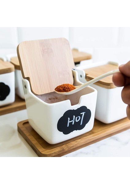 2 Adet Tarzı Homie Seramik Çeşni Kapaklı Şeker Kabı Tuzluk Saklama Kavanozu Ev Baharat Pot Bambu Tepsi Baharat Kavanoz Soya Tenekesi (Yurt Dışından) indirimleri