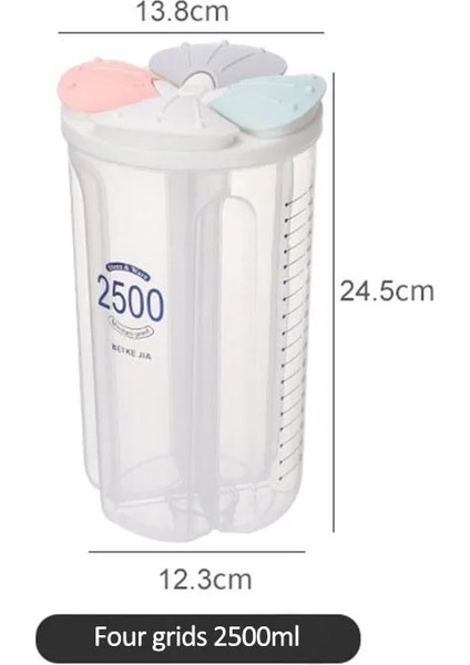 4 Hücre 2500ML Stili Plastik Tahıl Dağıtıcı Konteyner Mutfak Gıda Tahıl Pirinç Mühürlü Kutular Şeffaf Saklama Kutuları Mutfak Malzemeleri Organizatör (Yurt Dışından)