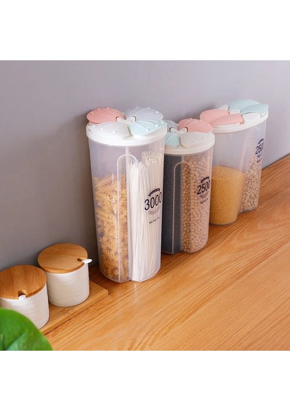 4 Hücre 2500ML Stili Plastik Tahıl Dağıtıcı Konteyner Mutfak Gıda Tahıl Pirinç Mühürlü Kutular Şeffaf Saklama Kutuları Mutfak Malzemeleri Organizatör (Yurt Dışından) indirimleri