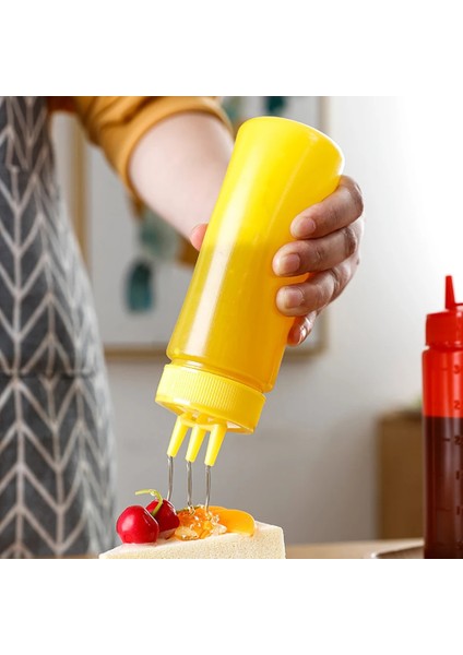 380ML-BEYAZ Stil 6X18CM 16OZ Sıkma Şişesi 3 Nozul Reçel Boyama Sıkma Şişeleri Salata Sosu Baharat Çeşni Şişeleri Mutfak Aksesuarları (Yurt Dışından) fırsatları