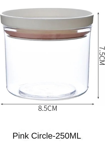 PEMBE-250ML Tarzı Ev Şeffaf Gıda Mühürlü Kavanoz Nem Geçirmez Saklama Kavanozu Tam Tahıl Plastik Organizatör Şişe Konteyner Mutfak Malzemeleri (Yurt Dışından)