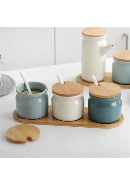 E Stili Baharat Kavanoz Yağ Sosu Sirke Şişesi Tepsili Seramik Çok Renkli Mutfak Aksesuarları (Yurt Dışından) modelleri