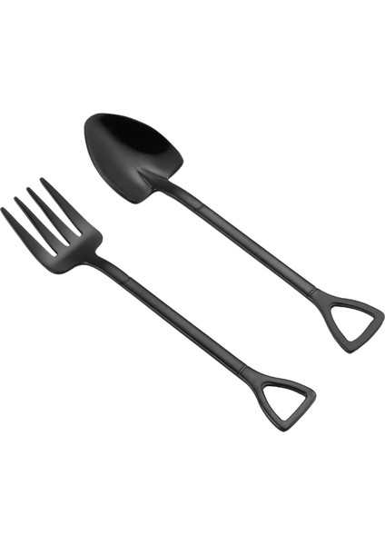 Siyah Stil Retro Kürek Düz Kahve Çay Dondurma Metal Kaşık Hediye Yaratıcı Bar Paslanmaz Çelik 304 Tatlı Sofra Seti Züccaciye Mutfak (Yurt Dışından)