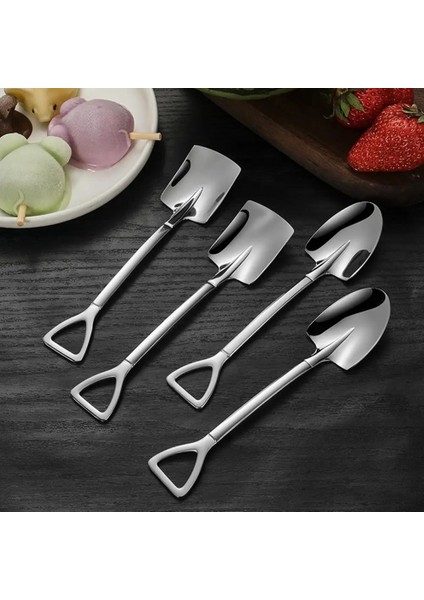 Siyah Stil Retro Kürek Düz Kahve Çay Dondurma Metal Kaşık Hediye Yaratıcı Bar Paslanmaz Çelik 304 Tatlı Sofra Seti Züccaciye Mutfak (Yurt Dışından) indirimleri