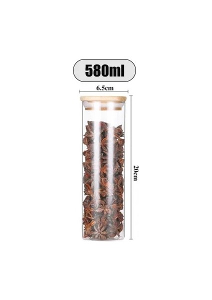 6.5X20CM 580ML Stili Bambu Kapaklar Şeffaf Cam Kavanozlar Mühürlü Kavanozlar Tahıl Deposu Şişe Kavanozu Mutfak Saklama Kutuları Mutfak Depolama Organizasyonu (Yurt Dışından)